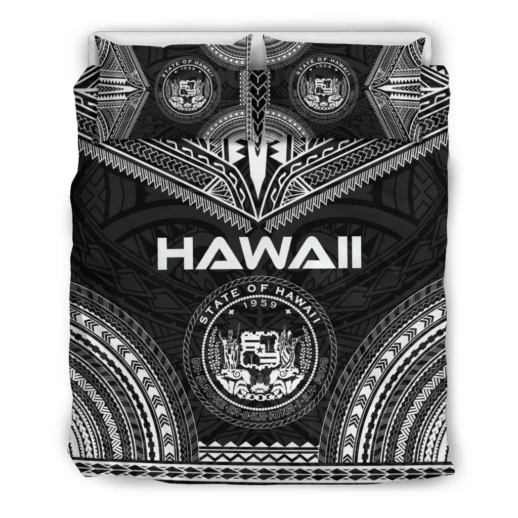 Hawaii Polynesian Chief Duvet Cover Set - Black Version