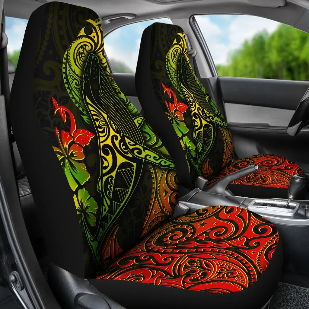 Hawaii Polynesian Car Seat Covers - Hibiscus Humpback Whale Reggae