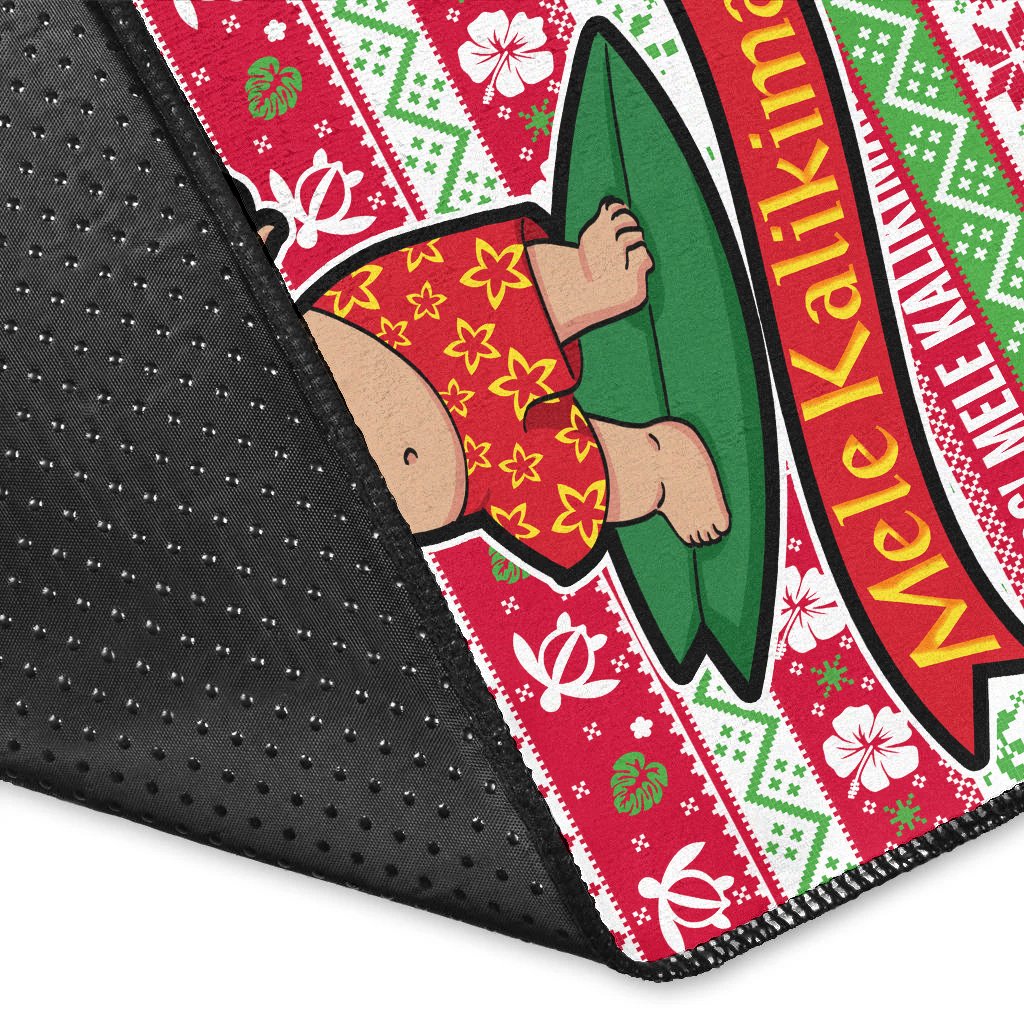 Hawaii Christmas Area Rug - Santa Surfing