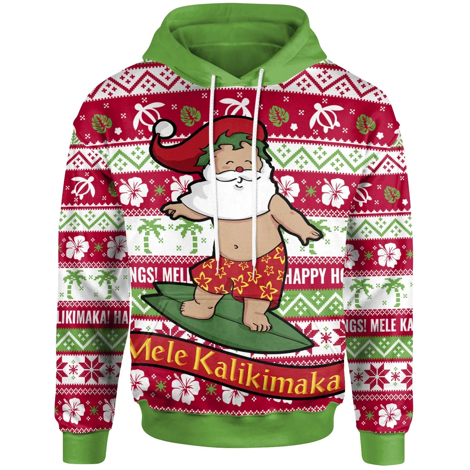 Hawaii Christmas Hoodie - Santa Surfing