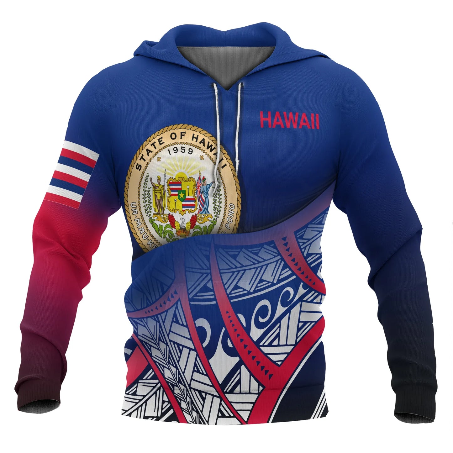 Hawaii Coat Of rms Hoodie - Polynesian Pattern