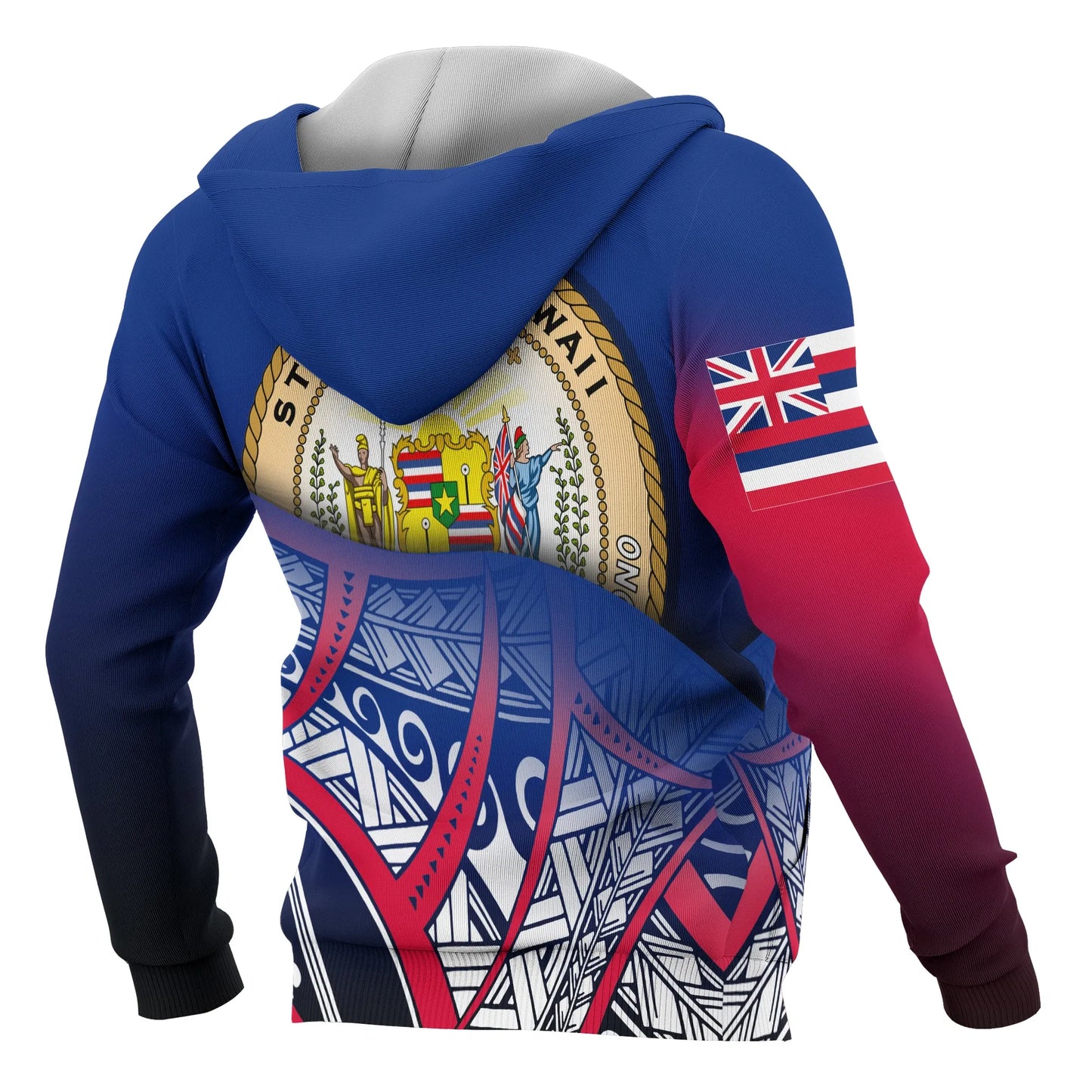 Hawaii Coat Of rms Hoodie - Polynesian Pattern