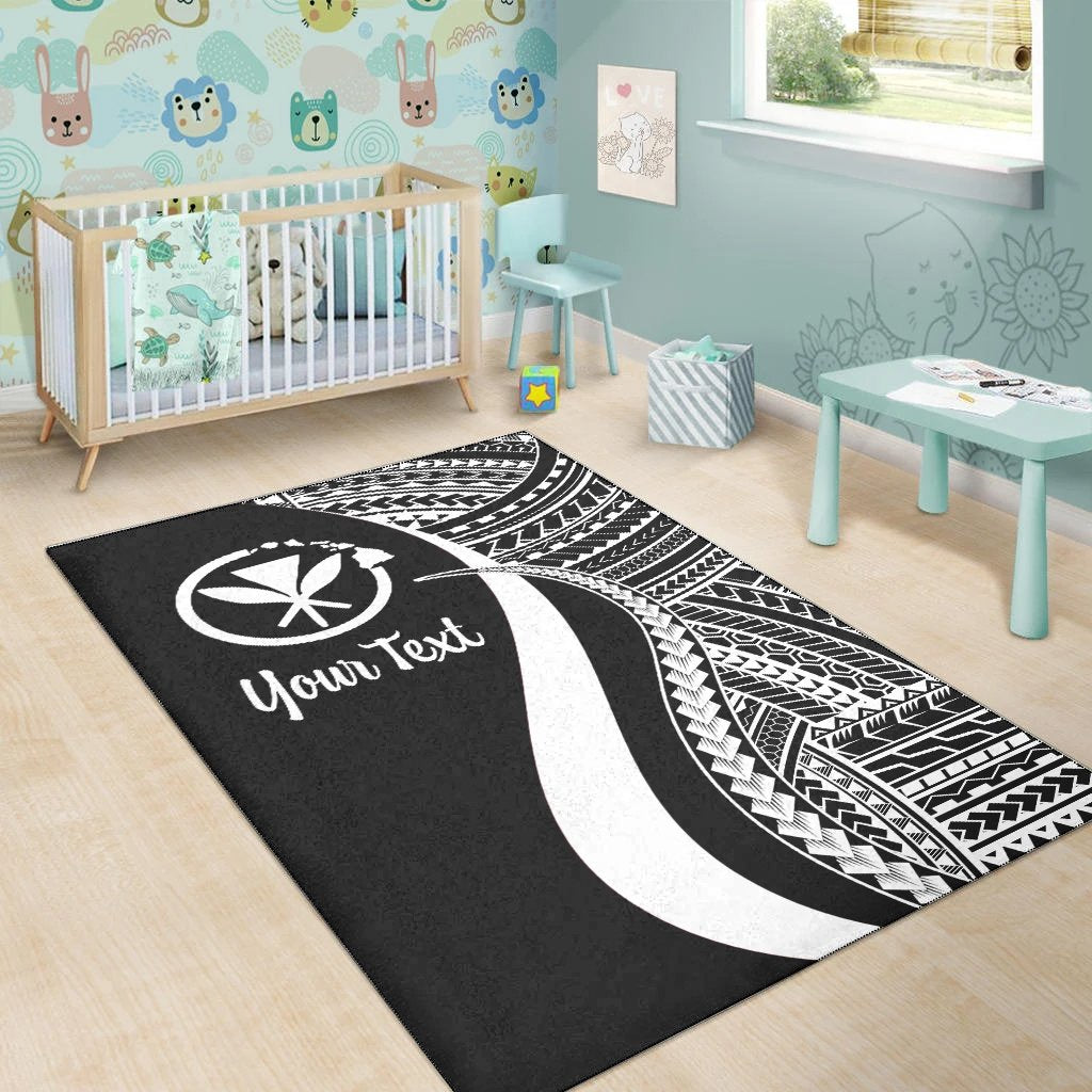 Hawaii Custom Personalised Area Rug - White Polynesian Tentacle Tribal Pattern