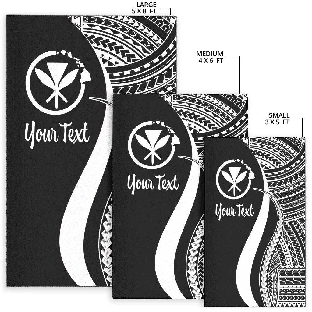 Hawaii Custom Personalised Area Rug - White Polynesian Tentacle Tribal Pattern