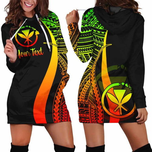 Hawaii Custom Personalised Hoodie Dress - Reggae Polynesian Tentacle Pattern