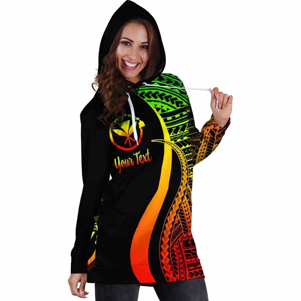Hawaii Custom Personalised Hoodie Dress - Reggae Polynesian Tentacle Pattern