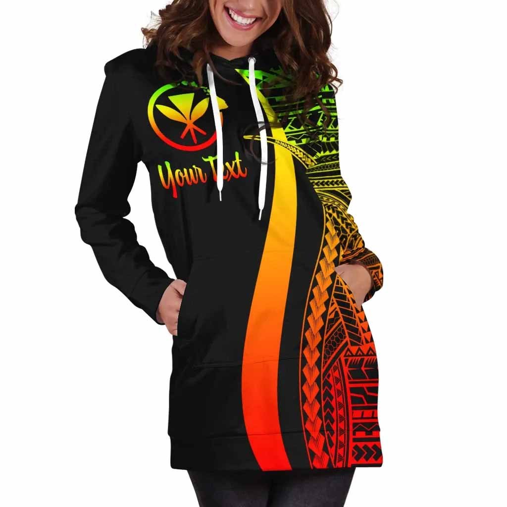 Hawaii Custom Personalised Hoodie Dress - Reggae Polynesian Tentacle Pattern