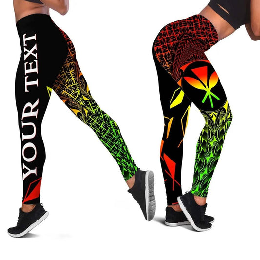Hawaii Custom Personalised Legging - Kanaka Maoli Rocket Style (Reggae)