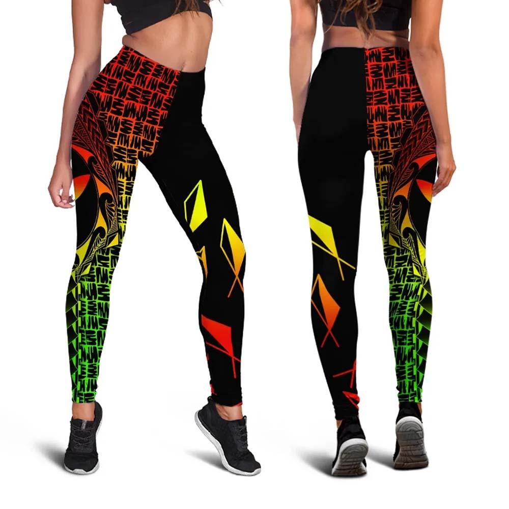 Hawaii Custom Personalised Legging - Kanaka Maoli Rocket Style (Reggae)