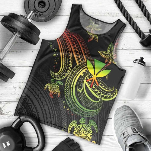 Hawaii Custom Personalised Men Tank Top- Reggae Turtle