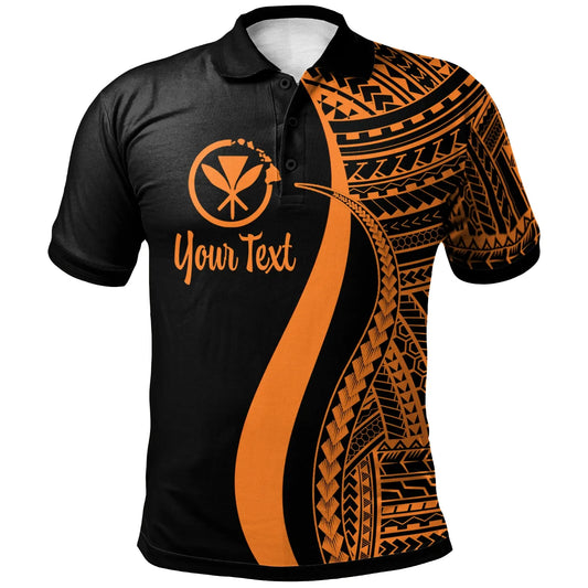 Hawaii Custom Personalised Polo Shirt Orange - Polynesian Tentacle Tribal Pattern