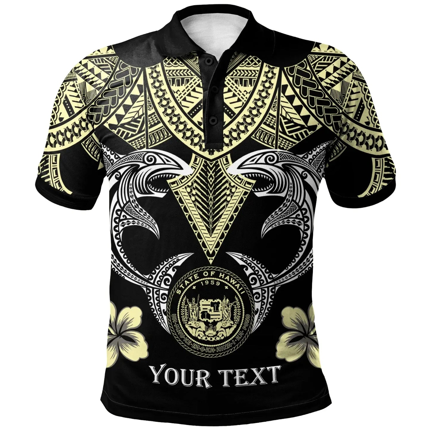 Hawaii Custom Personalised  Polo Shirt - Pacific Maori Pattern Sharks