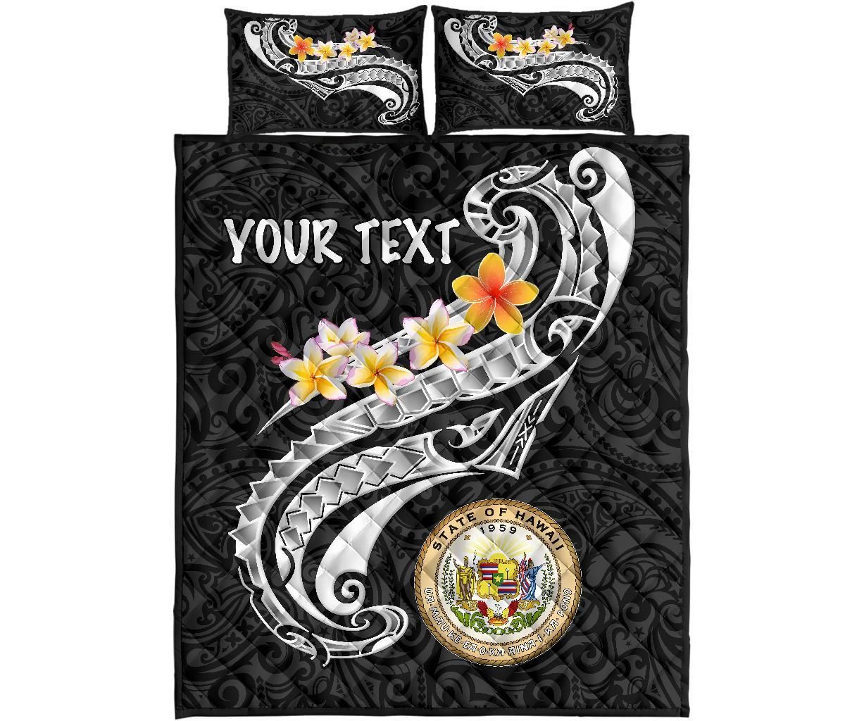Hawaii Custom Personalised Quilt Bed Set - Seal Polynesian Patterns Plumeria