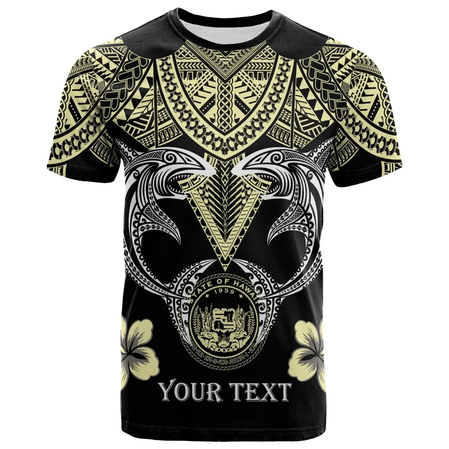Hawaii Custom Personalised T-Shirt - Pacific Maori Pattern Sharks