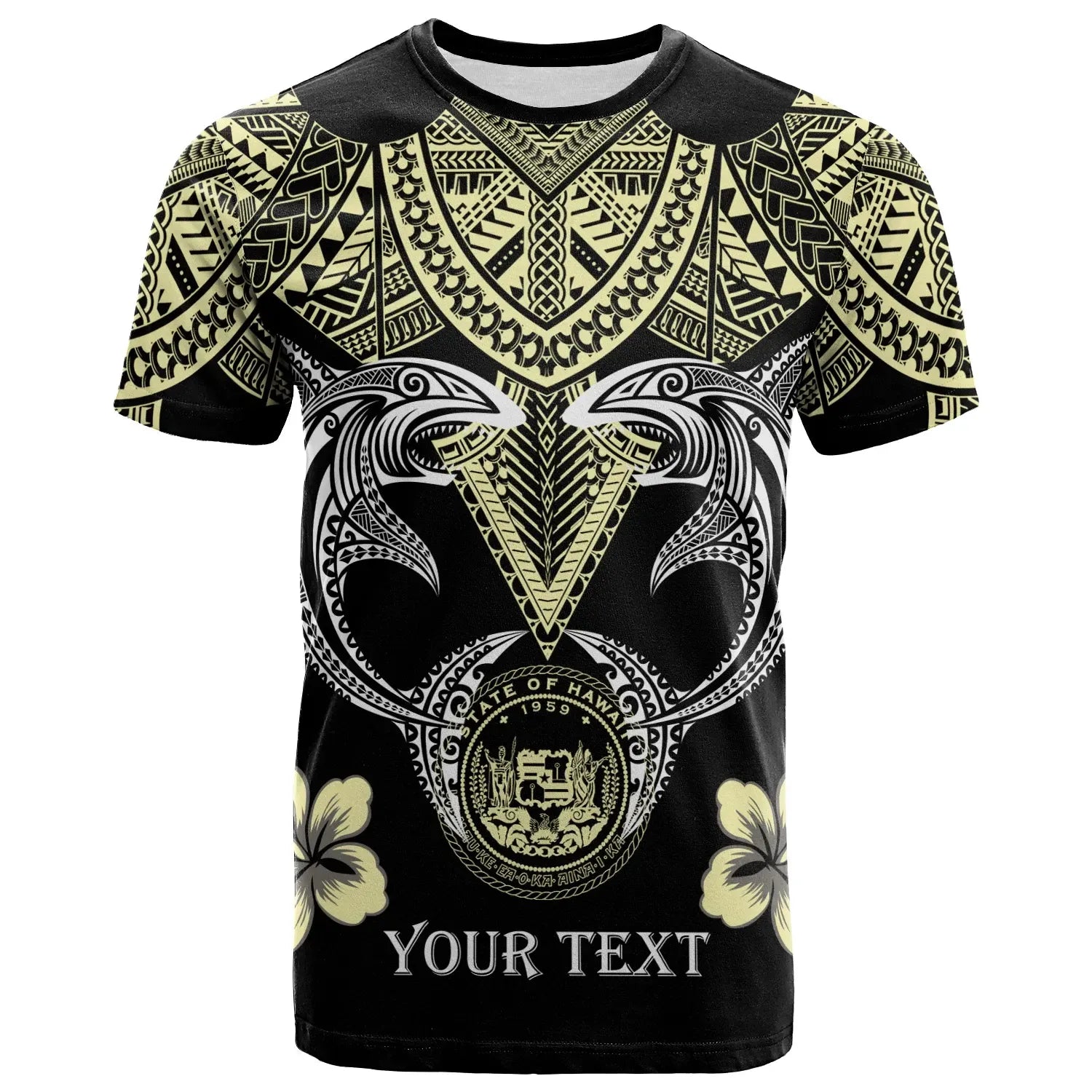 Hawaii Custom Personalised T-Shirt - Pacific Maori Pattern Sharks