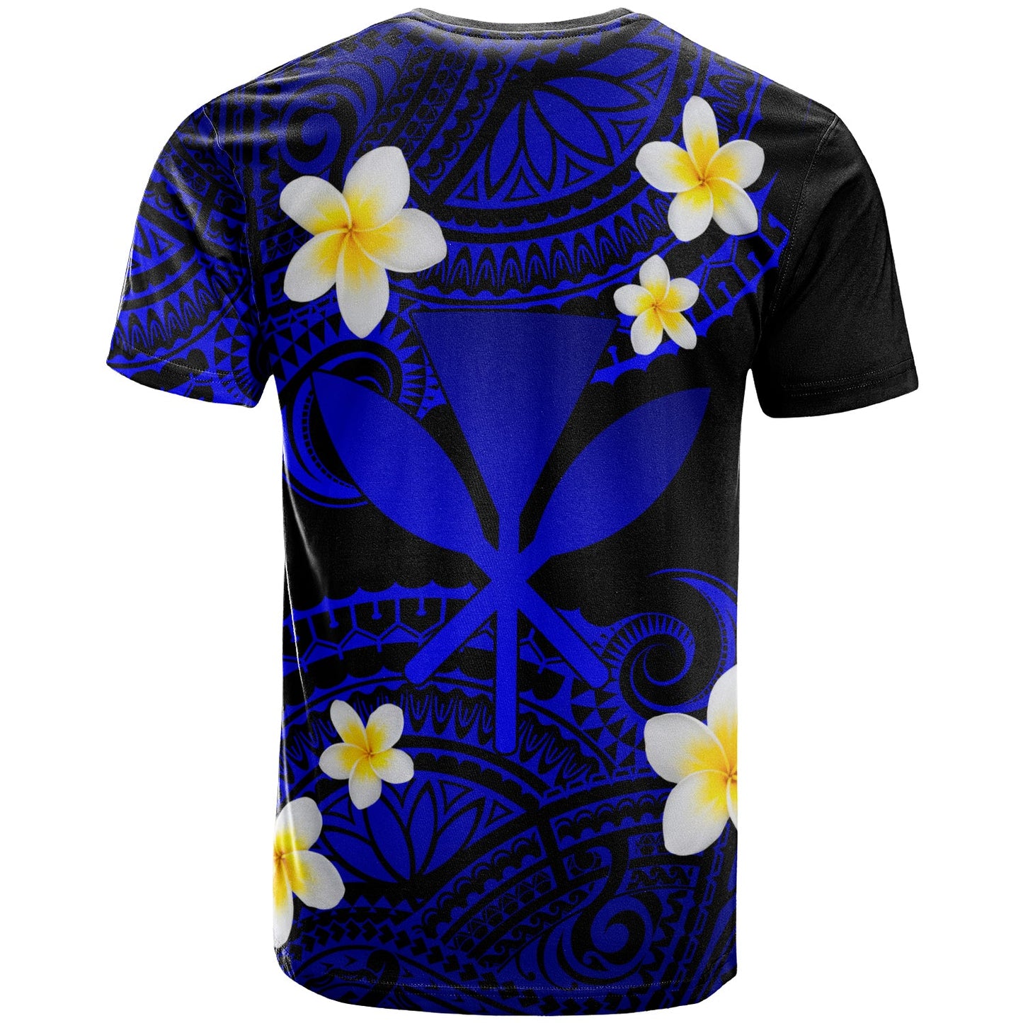 Hawaii Custom Personalised T-Shirt - Plumeria Polynesian Vibe Blue
