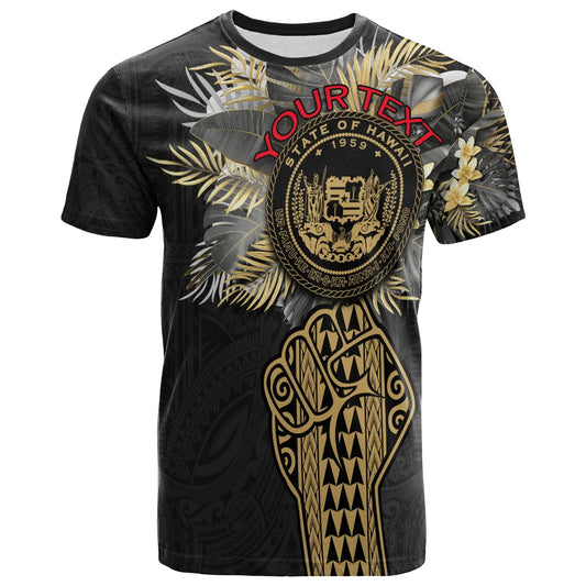 Hawaii Custom Personalized T-Shirt - Coat Of Arm Clenched Fist