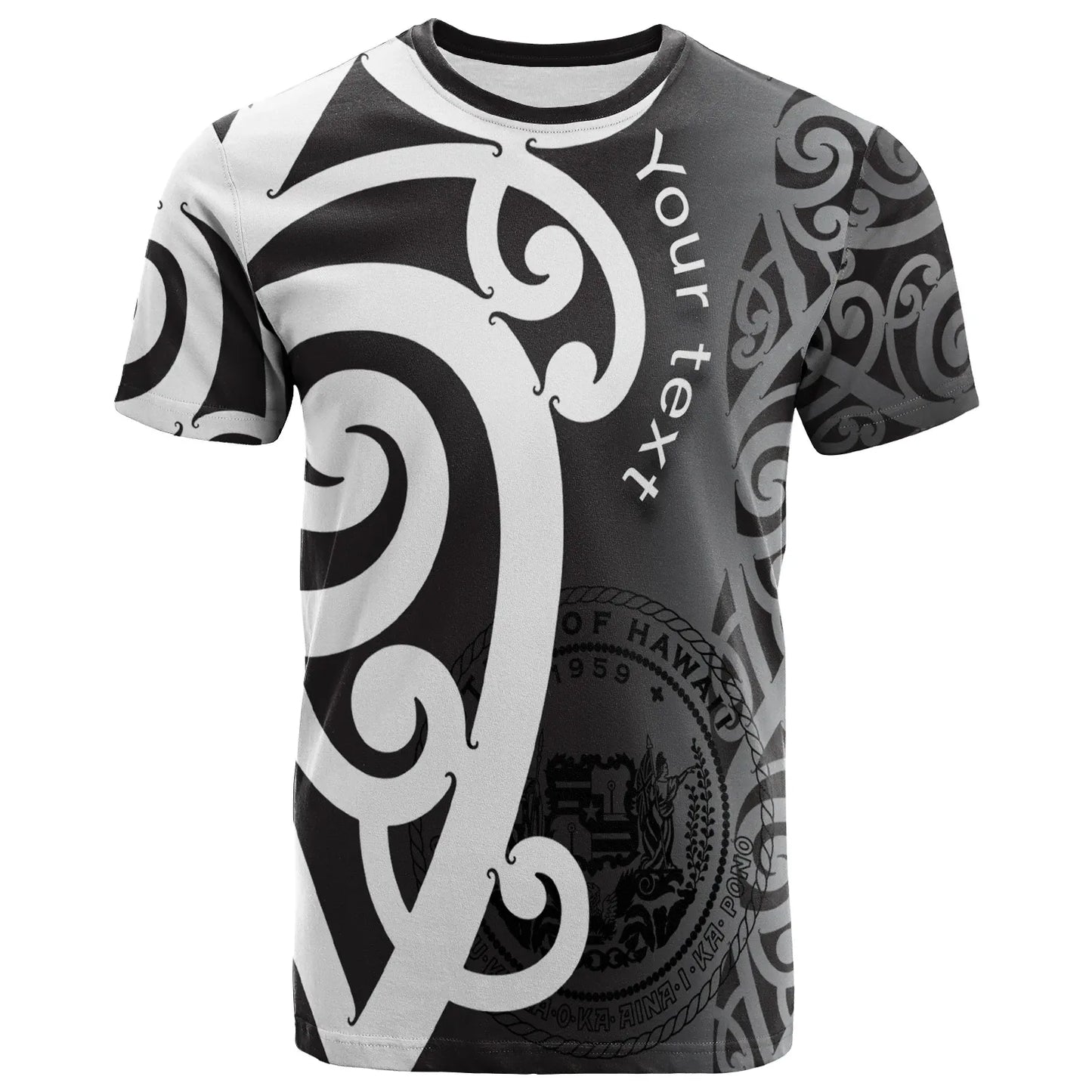 Hawaii Custom Personalized T-Shirt - Polynesian Maori Pattern Style White