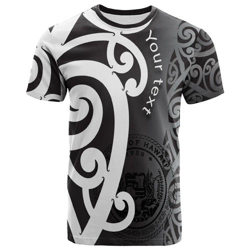 Hawaii Custom Personalized T-Shirt - Polynesian Maori Pattern Style White