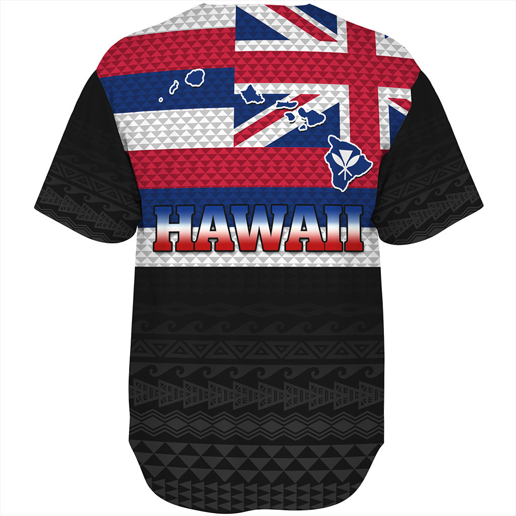 Hawaii Baseball Shirt Flag And Map Kakau Pattern