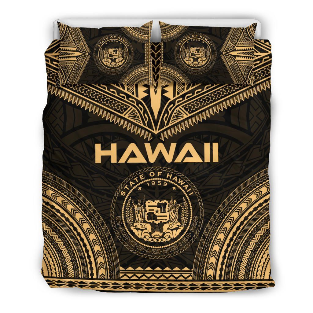 Hawaii Polynesian Chief Duvet Cover Set - Gold Version