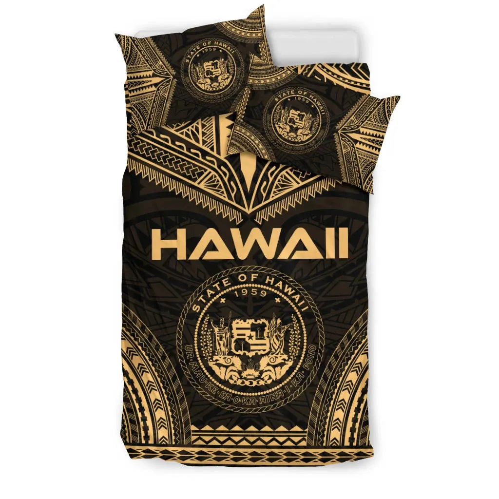 Hawaii Polynesian Chief Duvet Cover Set - Gold Version