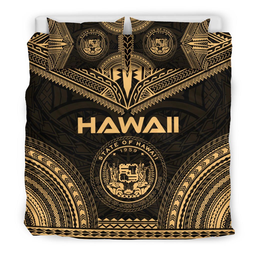 Hawaii Polynesian Chief Duvet Cover Set - Gold Version
