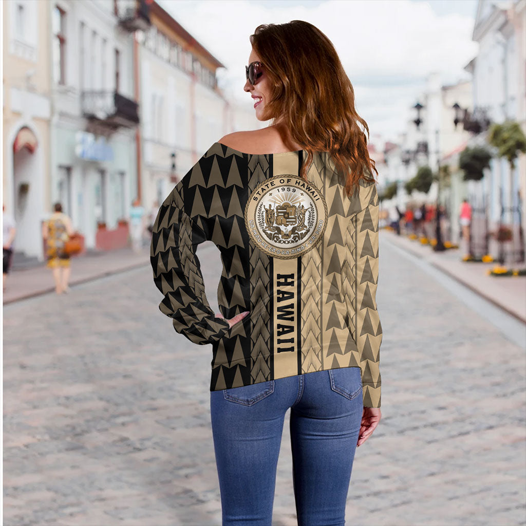Hawaii Off Shoulder Sweatshirt Polynesian Tribal Half Style