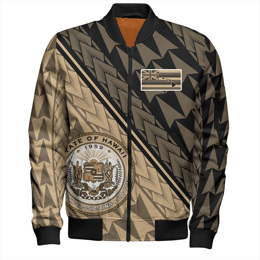 Hawaii Bomber Jacket Polynesian Tribal Half Style