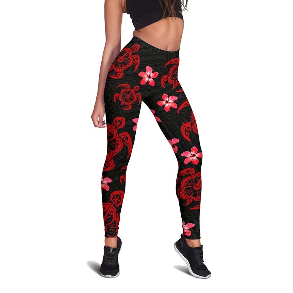 Hawaii Hibiscus Turtle Legging (Red)