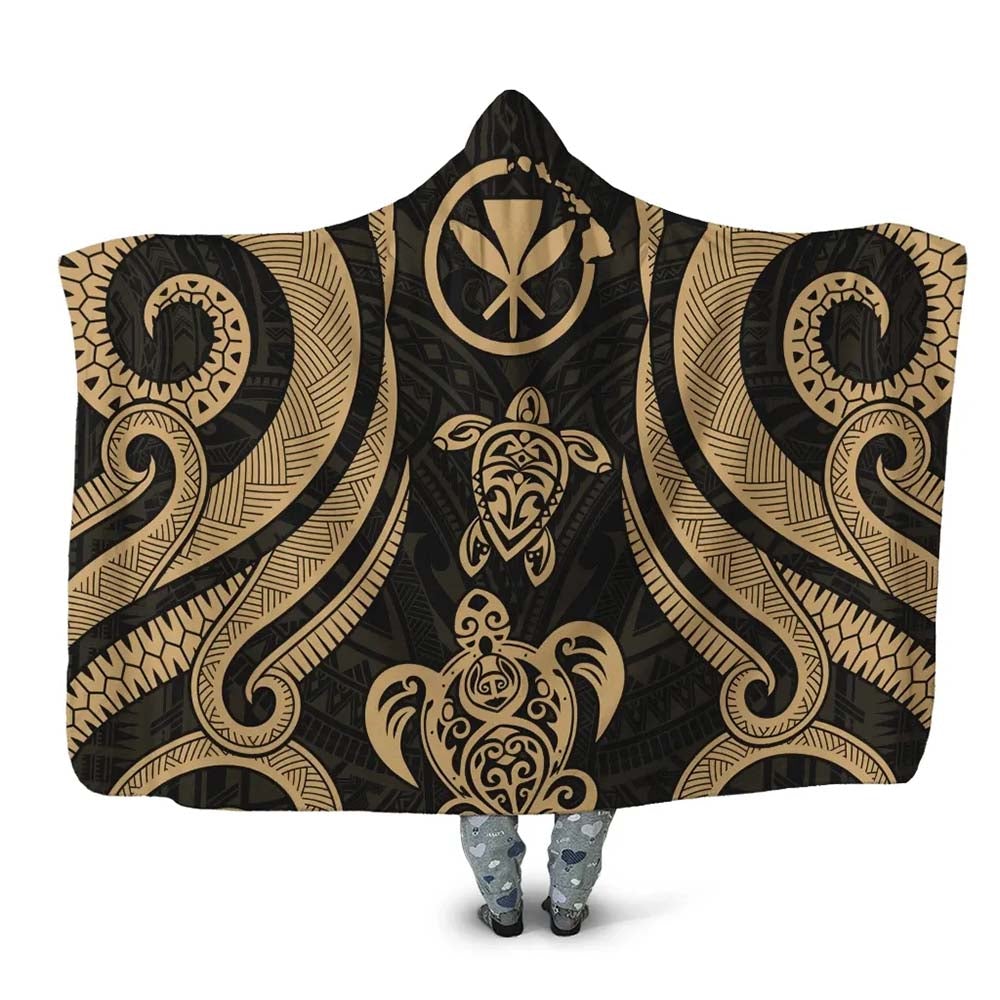 Hawaii Hooded Blanket - Gold Tentacle Turtle