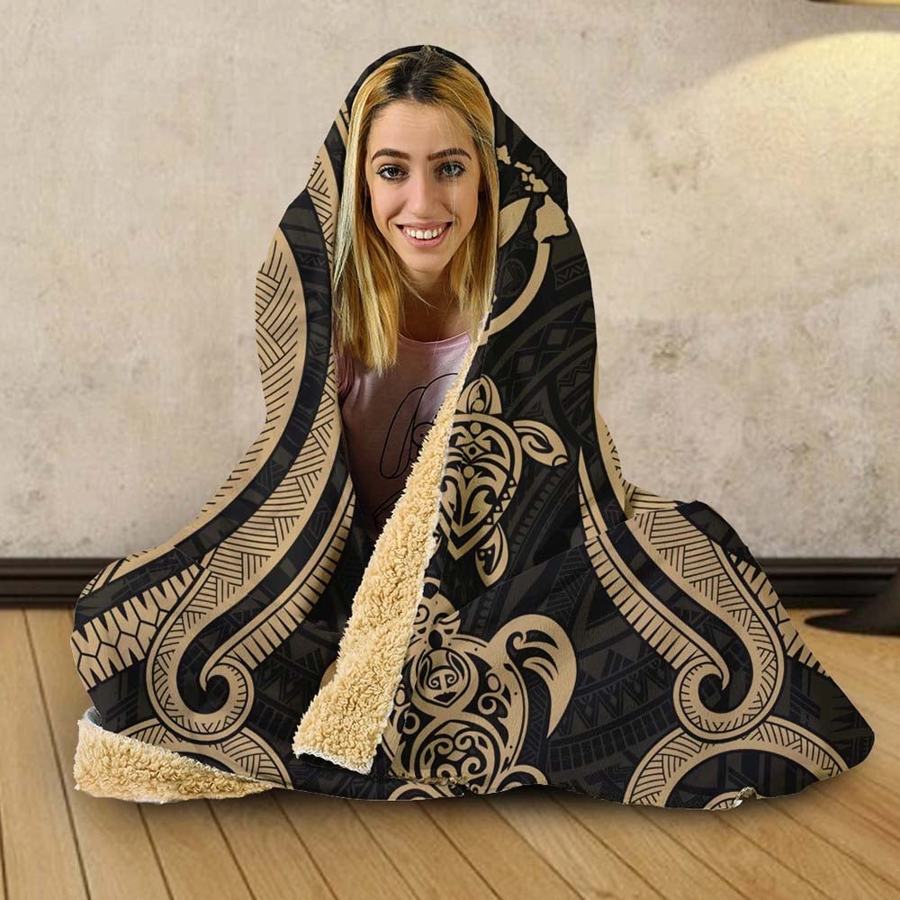 Hawaii Hooded Blanket - Gold Tentacle Turtle