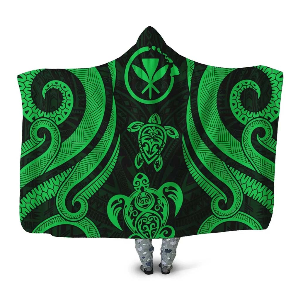 Hawaii Hooded Blanket - Green Tentacle Turtle