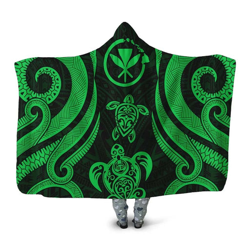 Hawaii Hooded Blanket - Green Tentacle Turtle