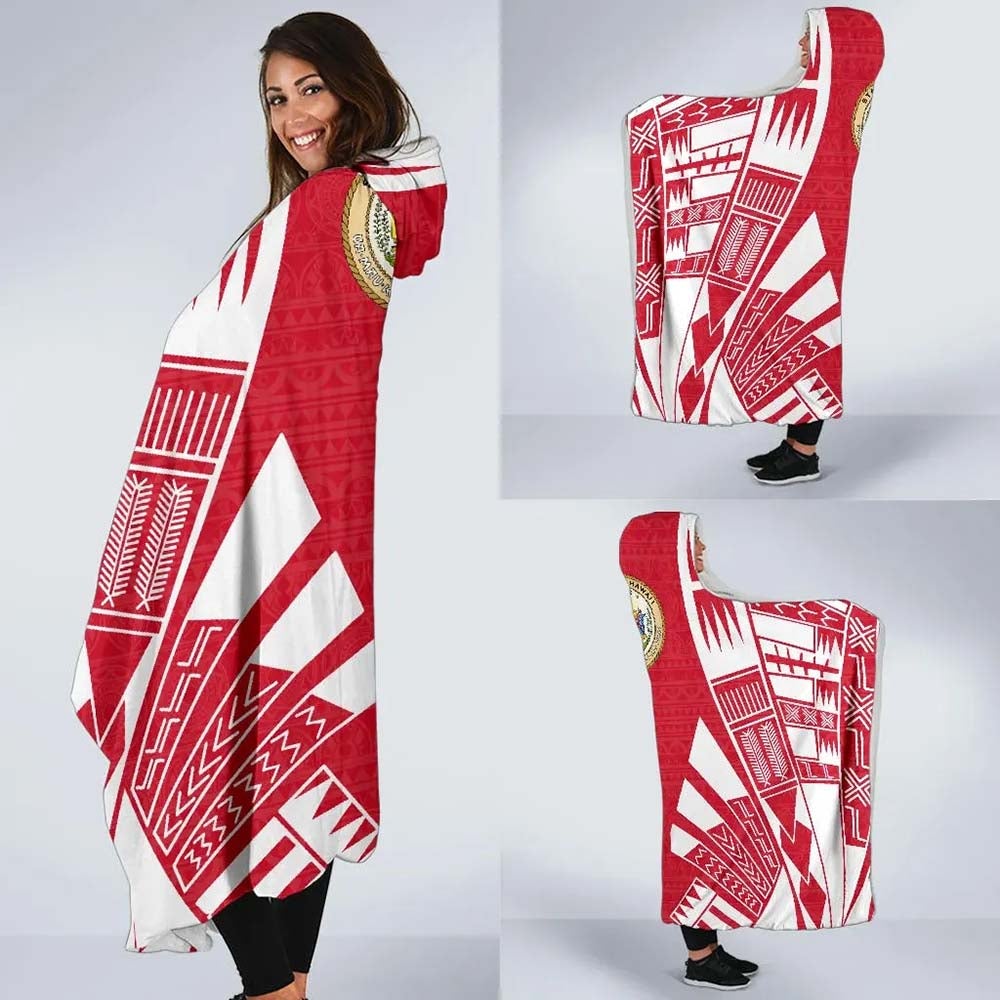 Hawaii Hooded Blanket - Polynesian Tattoo Flag