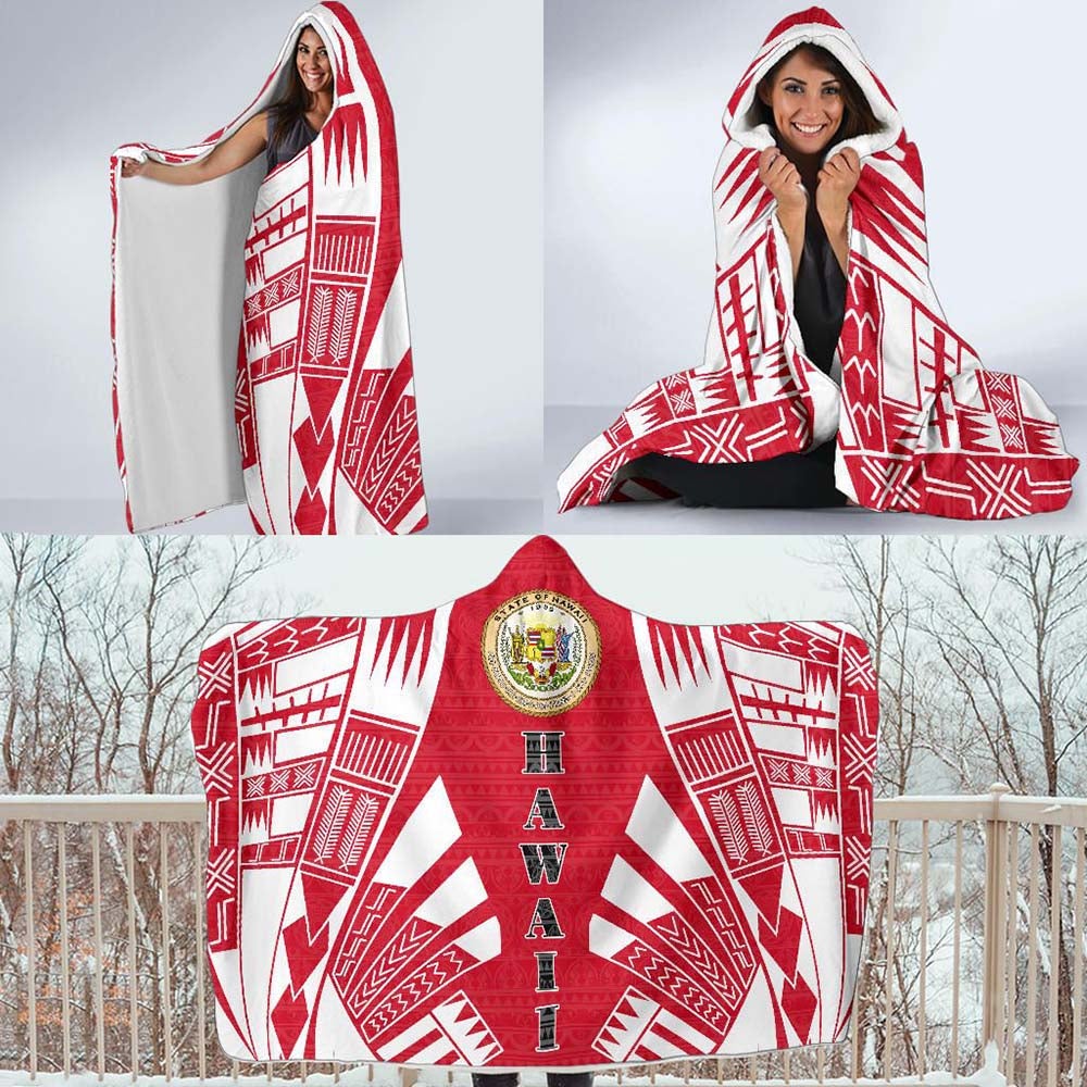 Hawaii Hooded Blanket - Polynesian Tattoo Flag