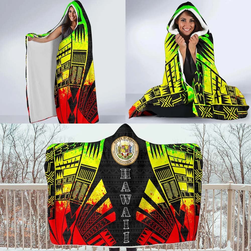 Hawaii Hooded Blanket - Polynesian Tattoo Reggae