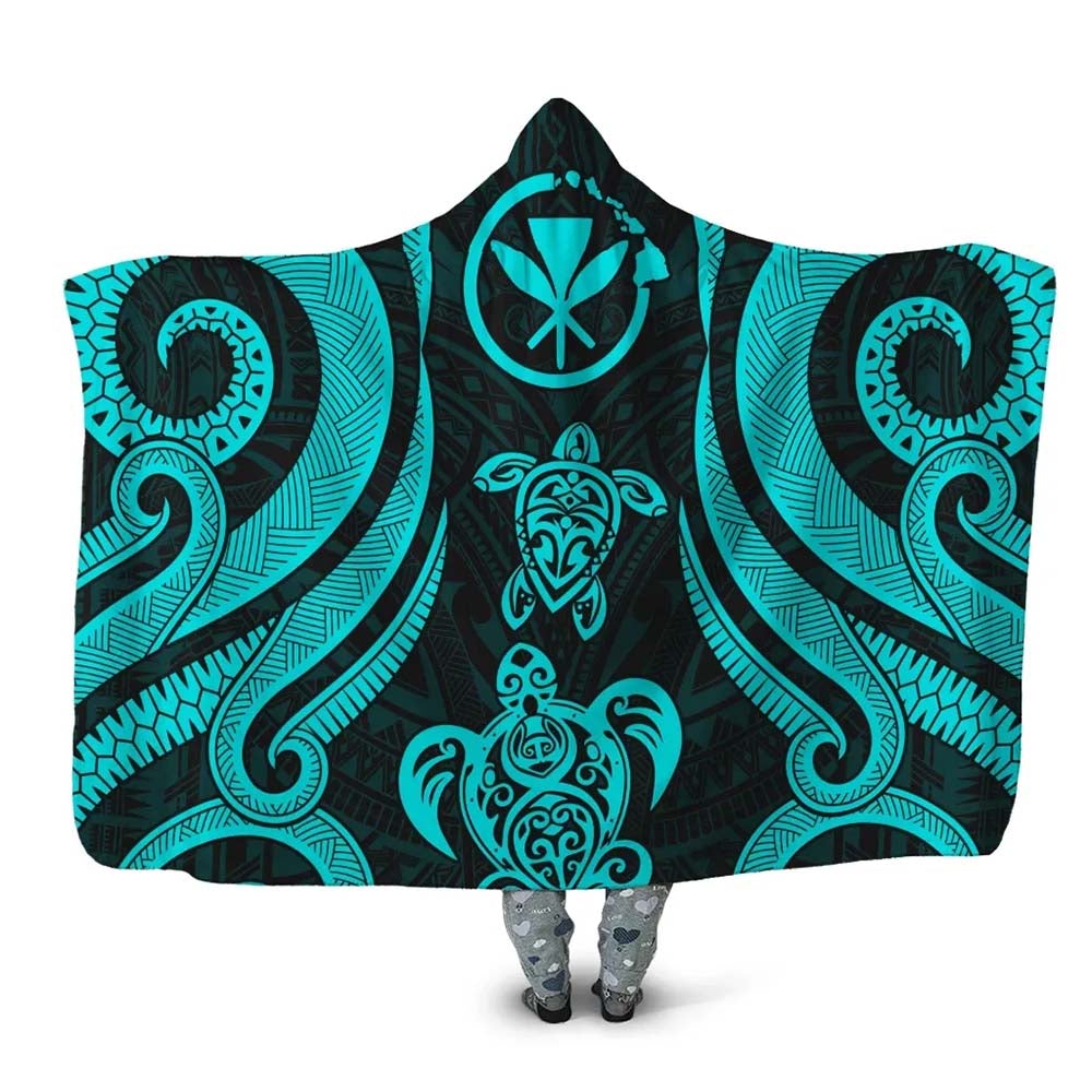 Hawaii Hooded Blanket - Turquoise Tentacle Turtle