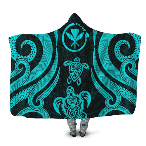 Hawaii Hooded Blanket - Turquoise Tentacle Turtle