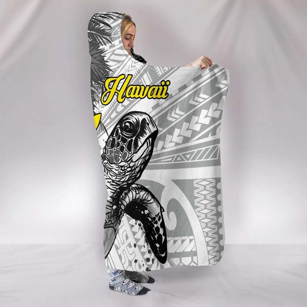 Hawaii Hooded Blanket - Turtle Palm Tree White