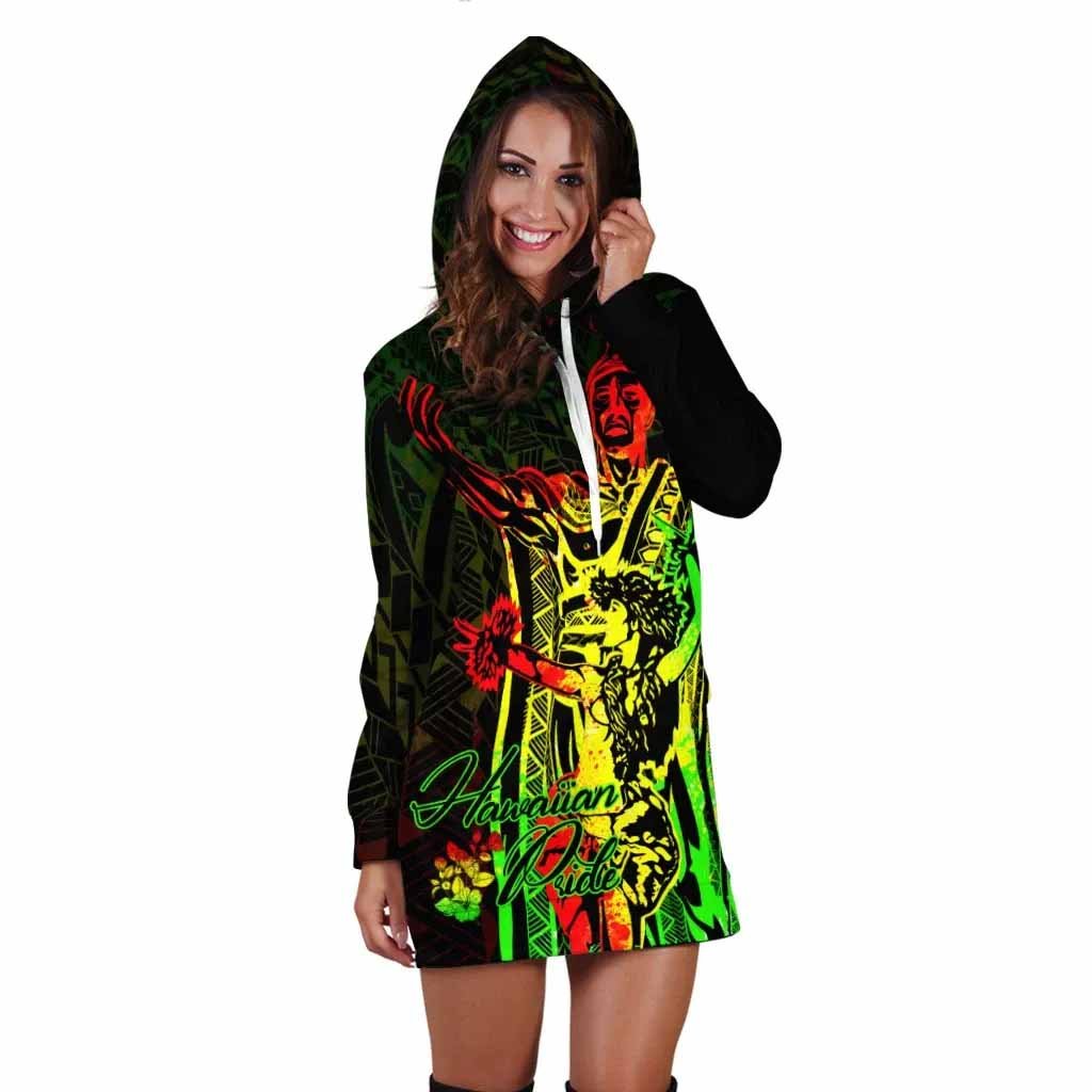 Hawaii Hoodie Dress - King Of Hawaii With Hawaiian Girls Reggae Version