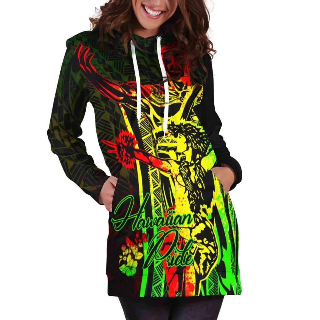 Hawaii Hoodie Dress - King Of Hawaii With Hawaiian Girls Reggae Version