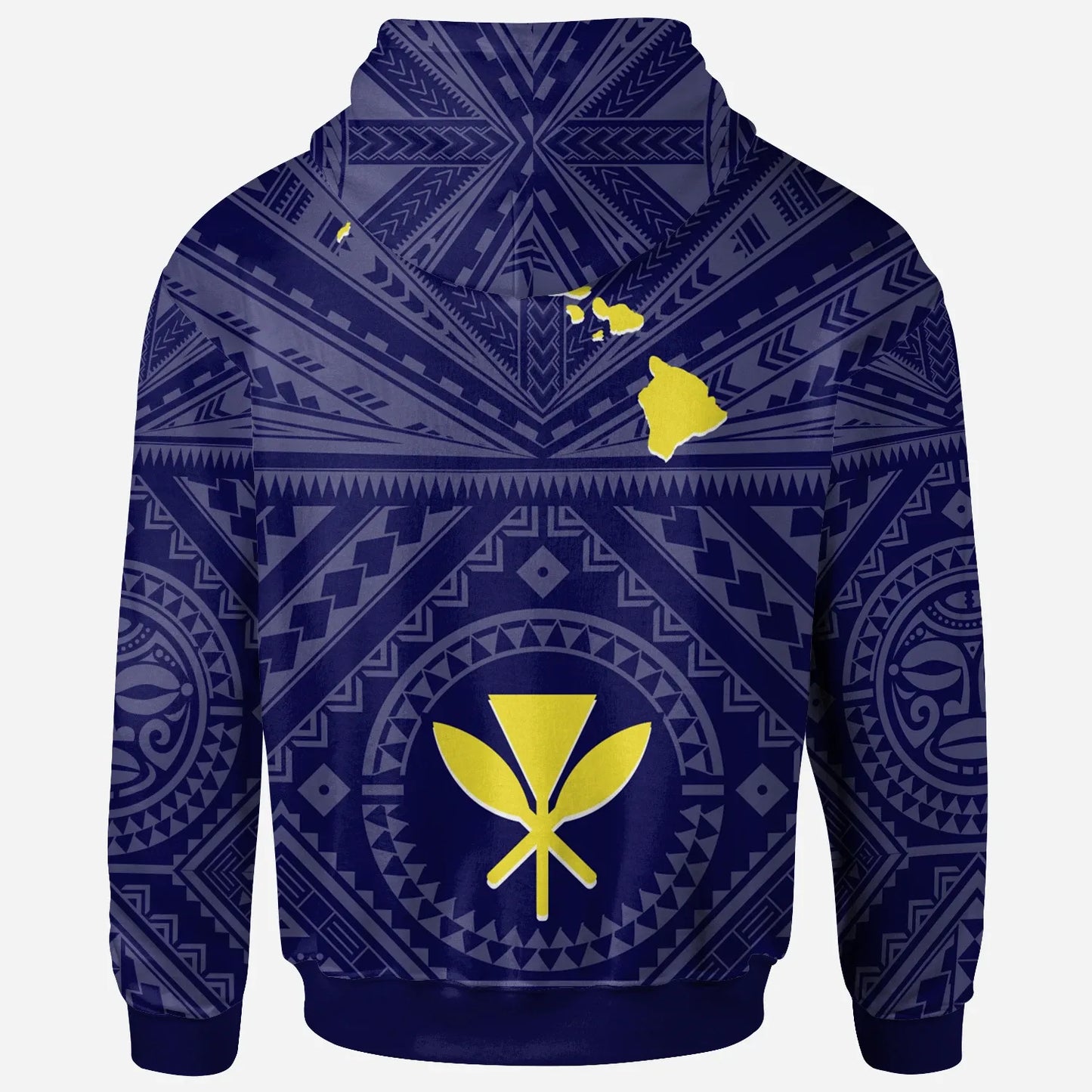 Hawaii Hoodie - Hawaii Kanaka Maoli And Map ( Blue)