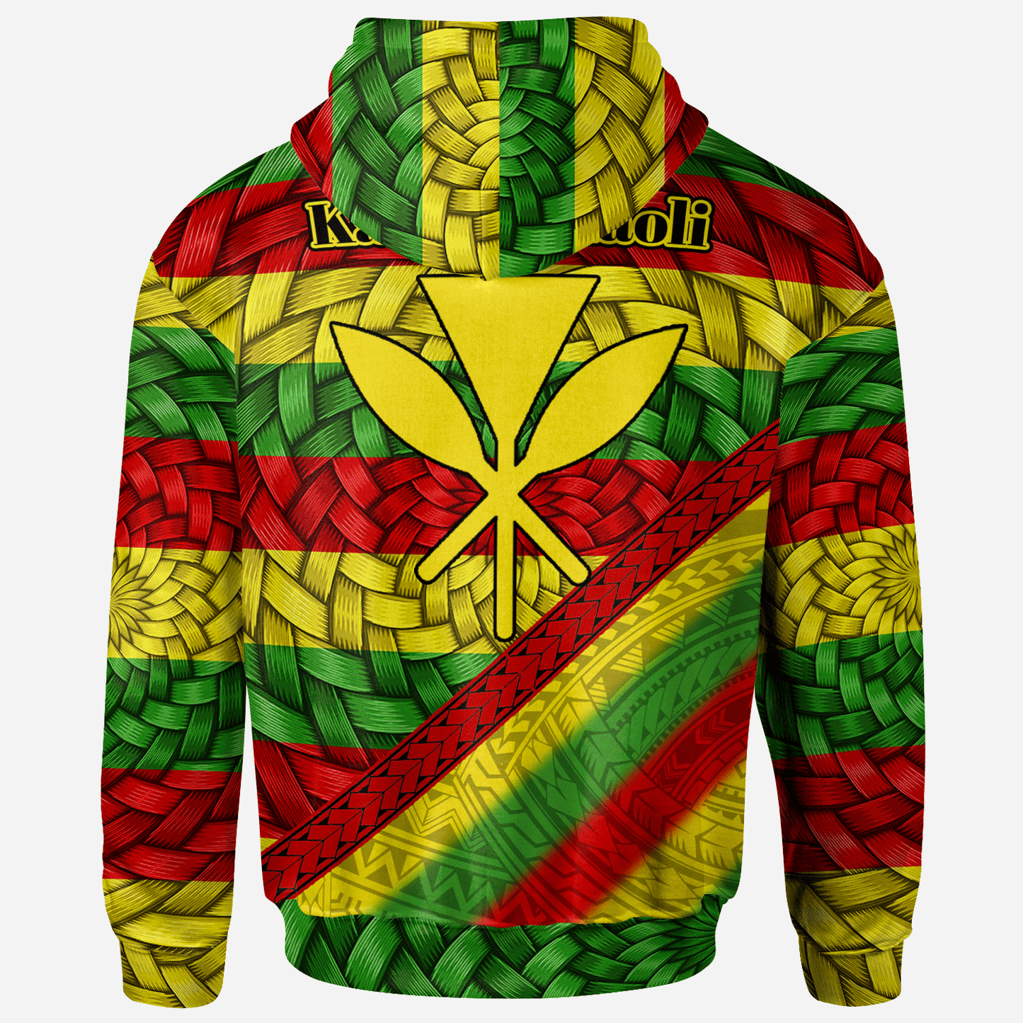 Hawaii Hoodie - Kanaka Maoli Flag With Bamboo Patterns