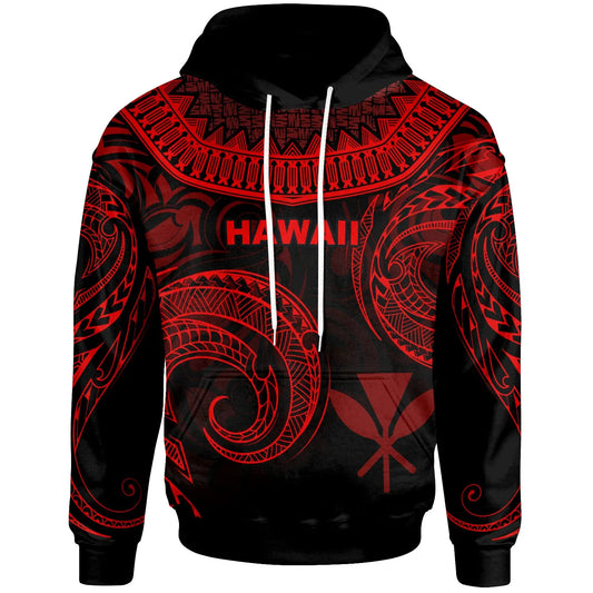 Hawaii Hoodie - Palm Leaf Texture Red
