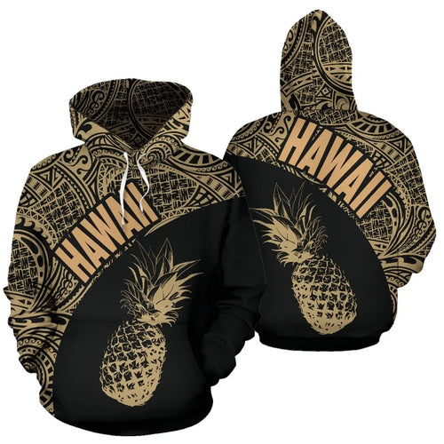 Hawaii Hoodie - Hawaii Pineapple Polynesian Tattoo Gold Version