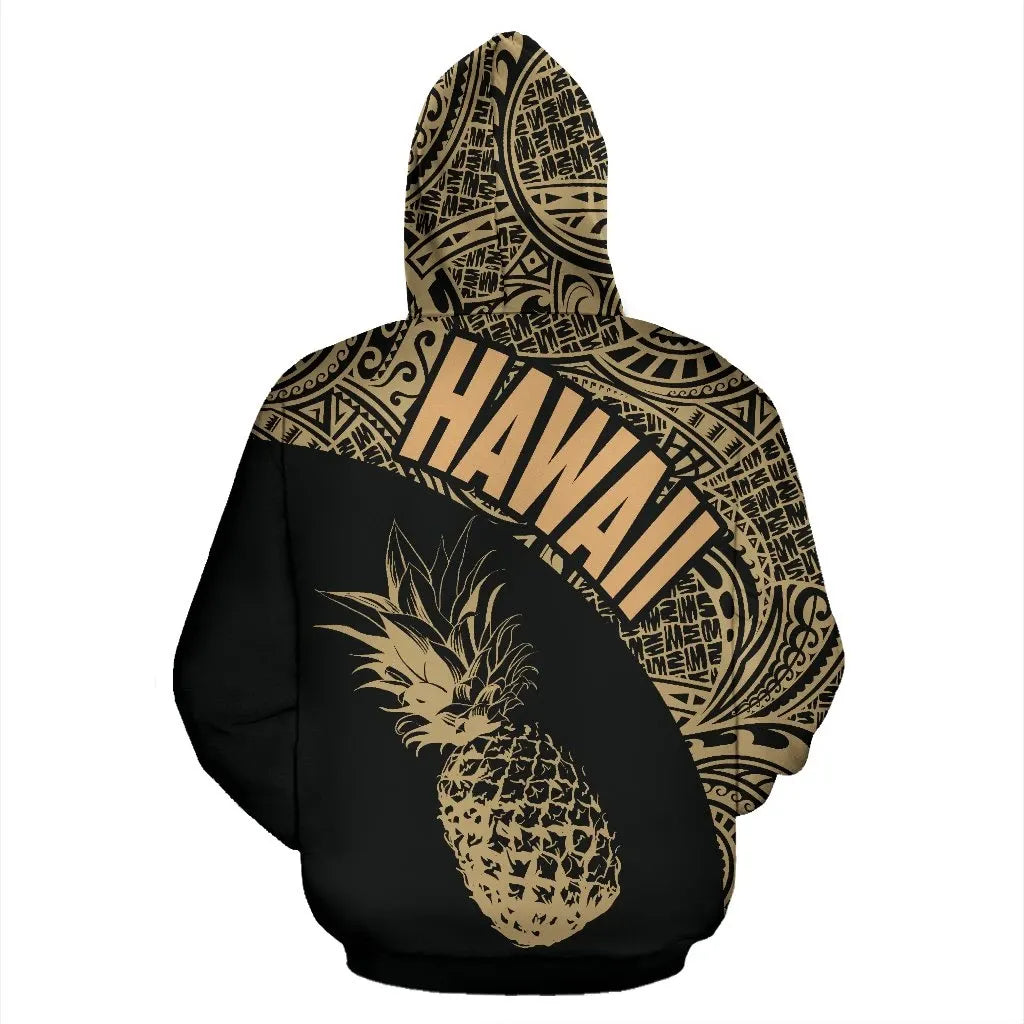 Hawaii Hoodie - Hawaii Pineapple Polynesian Tattoo Gold Version