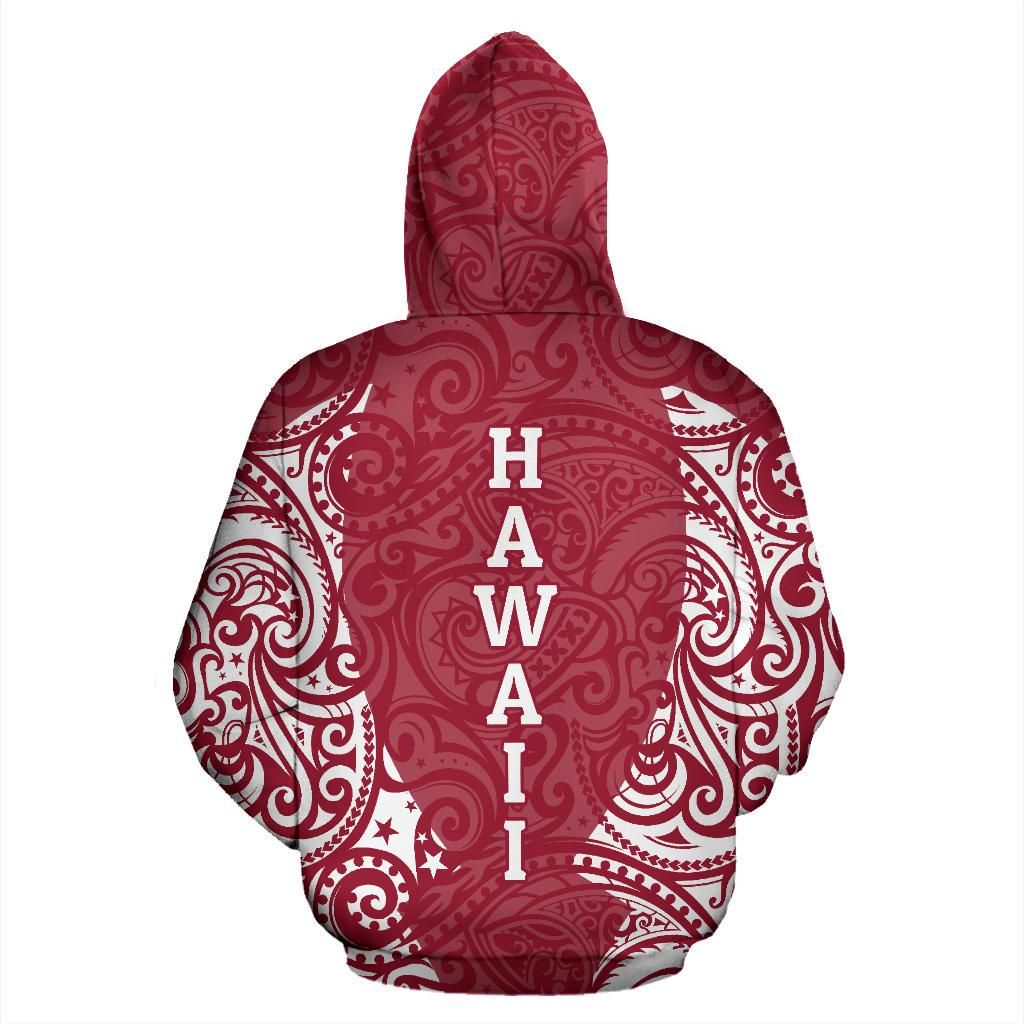 Hawaii Hoodie - Hawaii Hibiscus Polynesian Tattoo Red