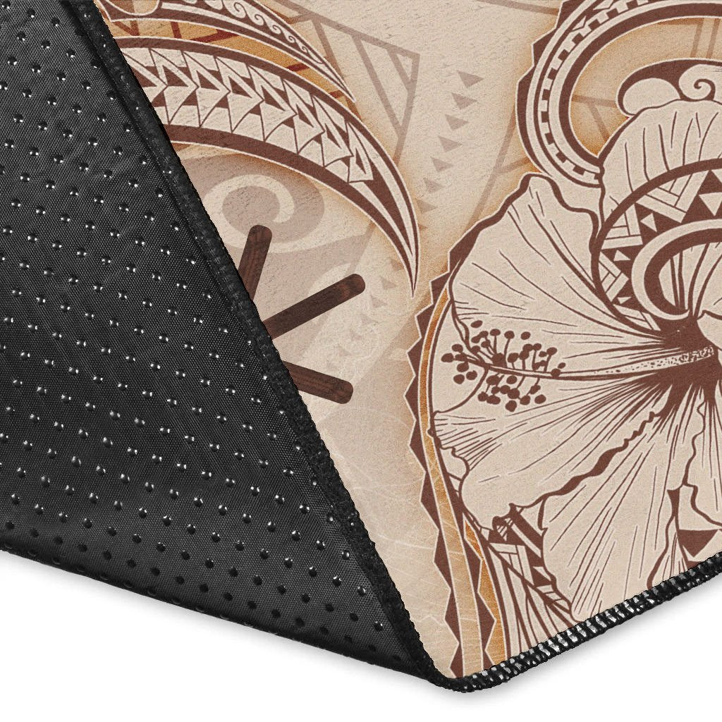 Hawaii Kanaka Maoli Area Rug - Hibiscus Flowers Vintage Style