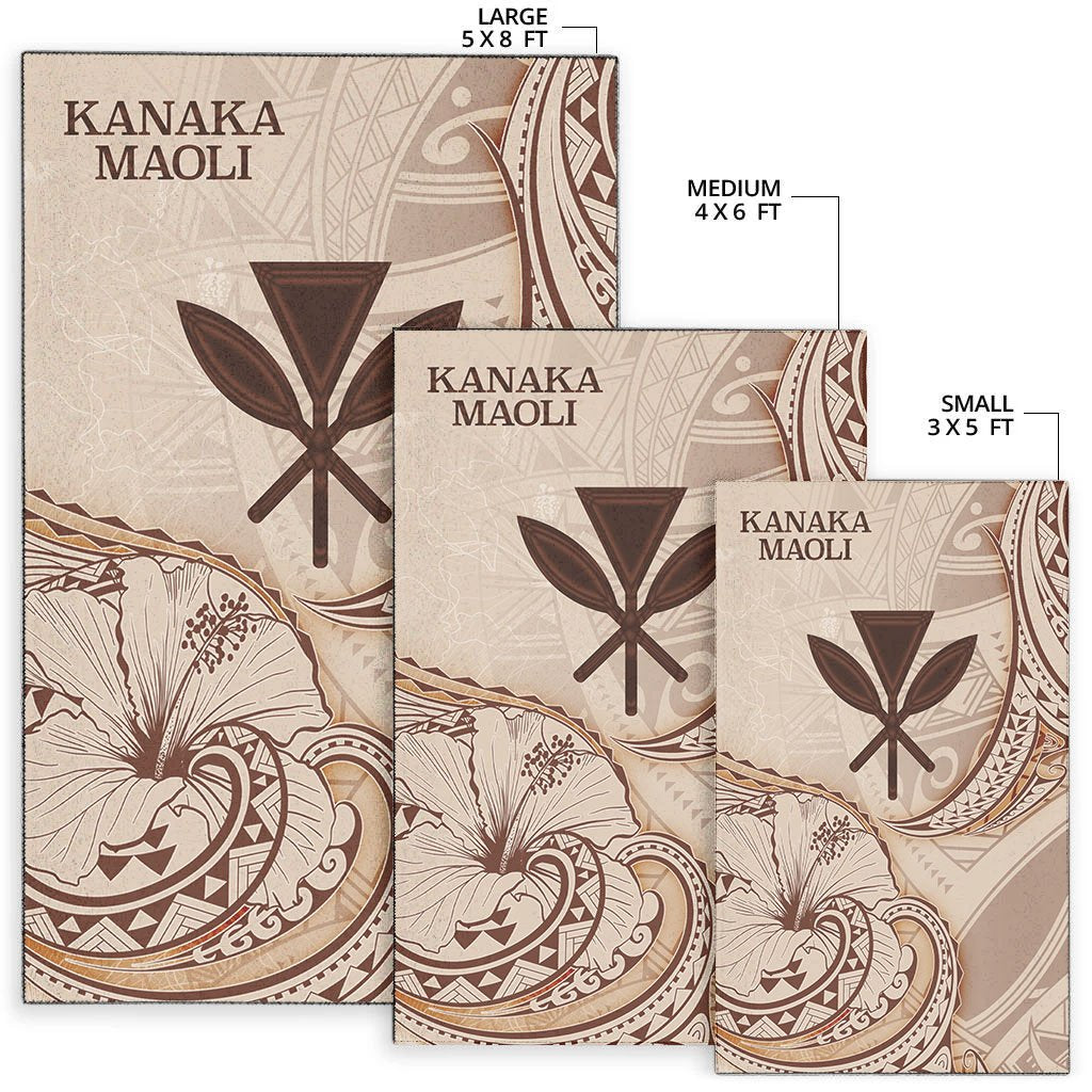 Hawaii Kanaka Maoli Area Rug - Hibiscus Flowers Vintage Style